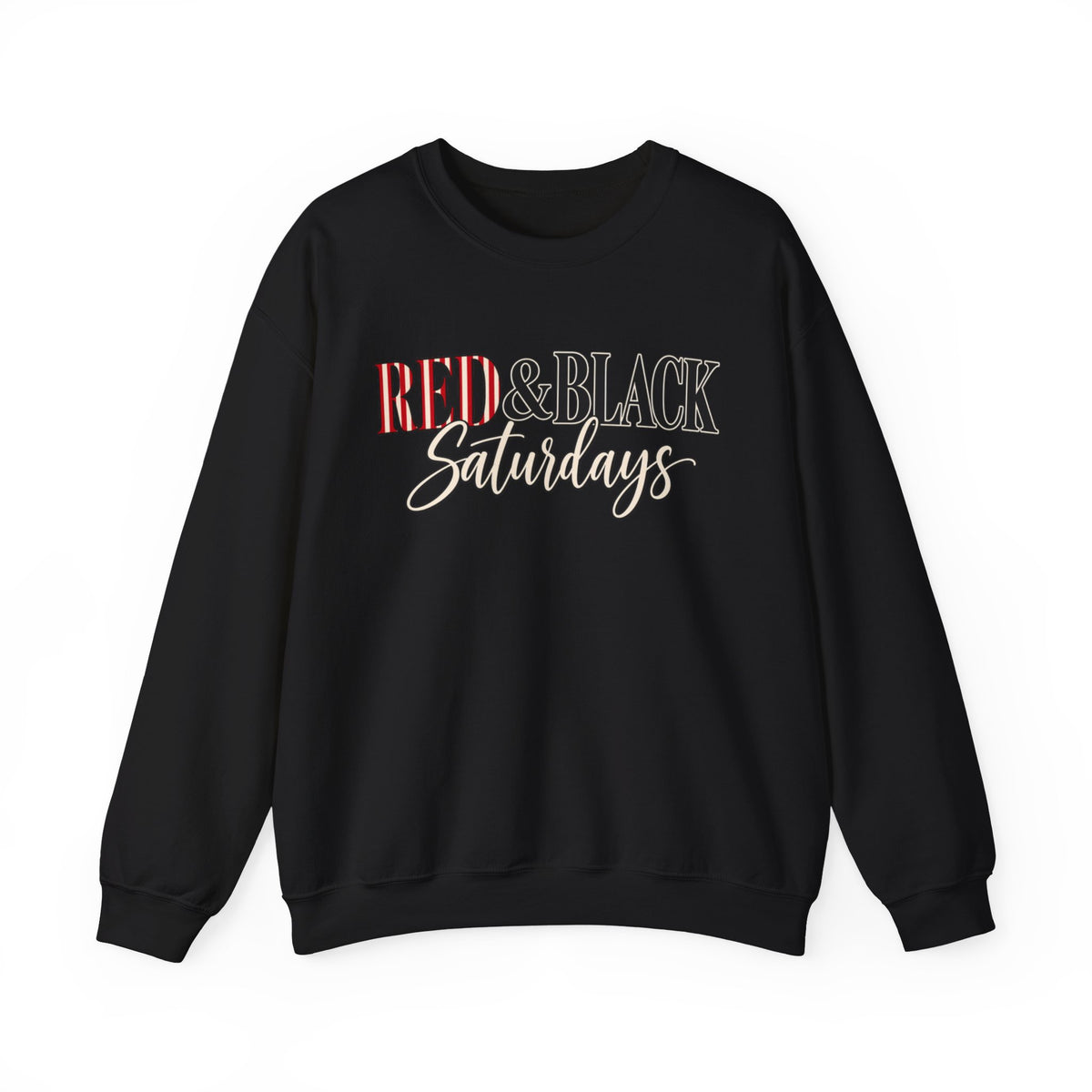 Women Red & Black Saturdays Crewneck Sweatshirt