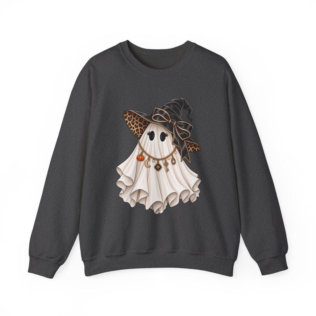 Women Halloween Ghost with Witch Hat Sweatshirt