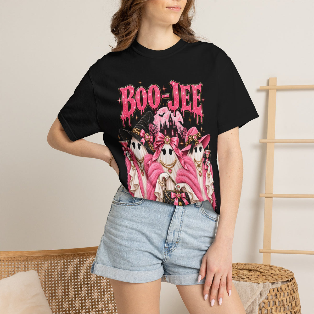 Women Comfort Colors Boo-Jee Halloween Ghost Trio T-Shirt
