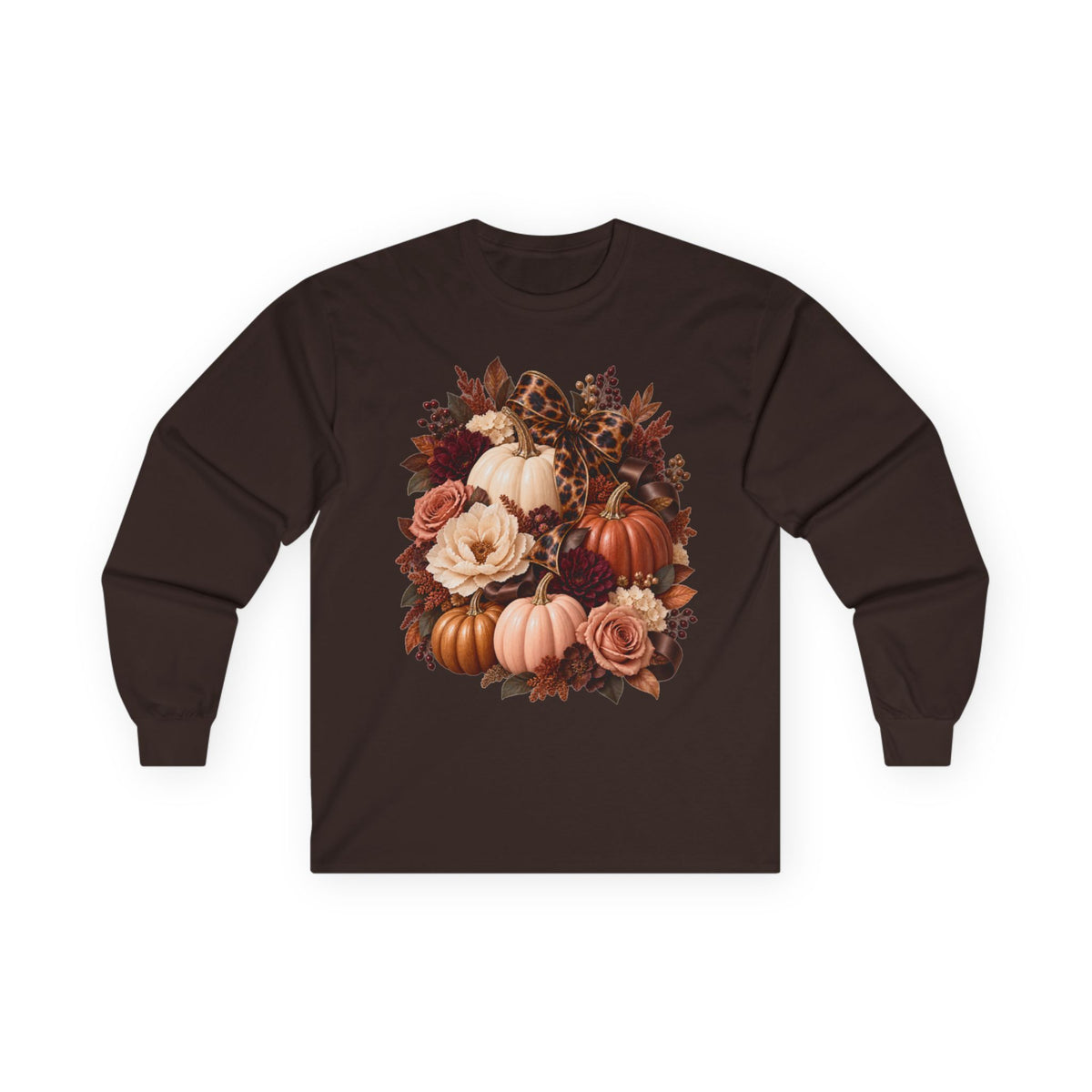 Women Autumn Pumpkin Bouquet Long Sleeve Tee