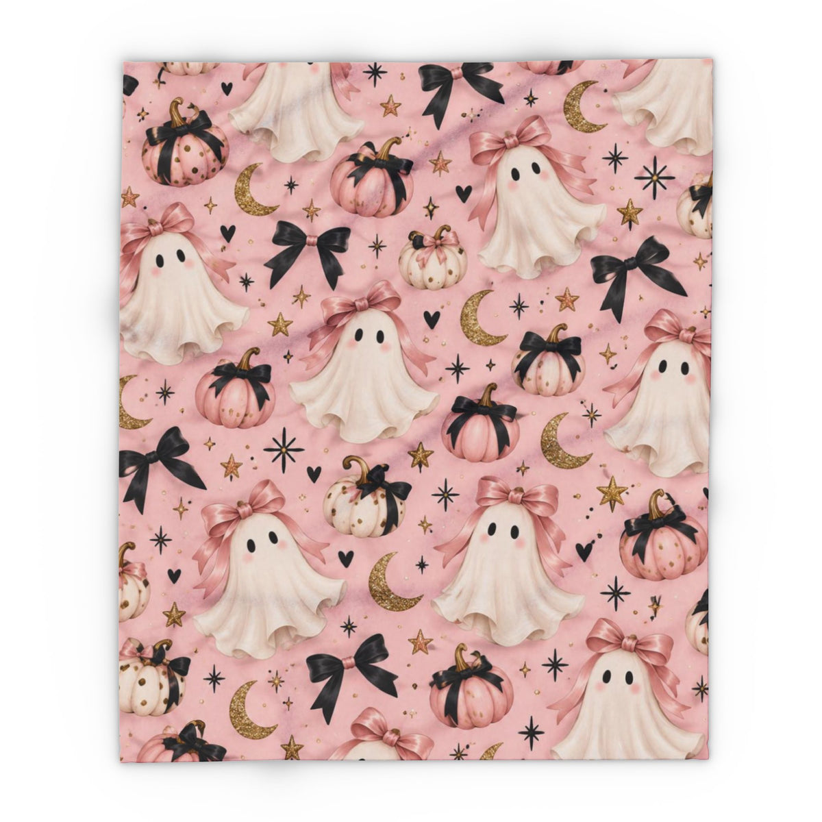 Pink Halloween Ghost Fleece Blanket