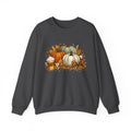 Fall Pumpkin Crewneck Sweatshirt — Autumn Leaves & Latte Seasonal Pullover
