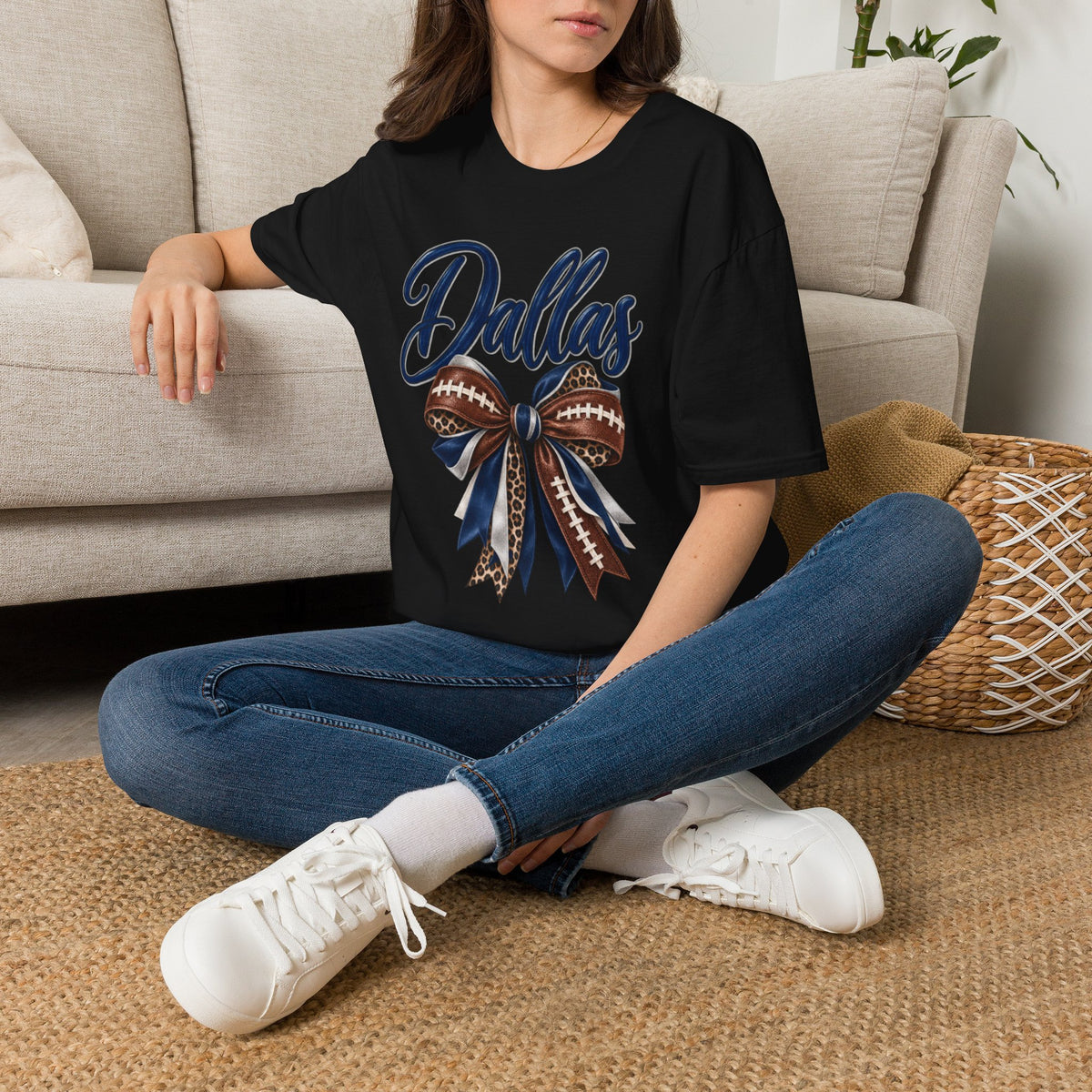 Women Dallas Football Bow T-Shirt