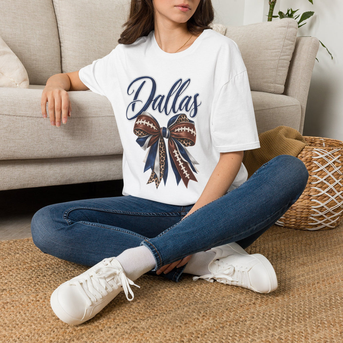 Women Dallas Football Bow T-Shirt