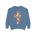 Women Comfort Colors Faith Over Fear Floral Cross Sweatshirt