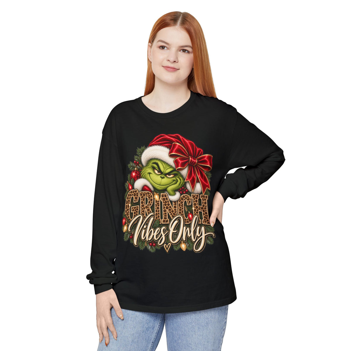 Women Grinch Vibes Only Long Sleeve Tee