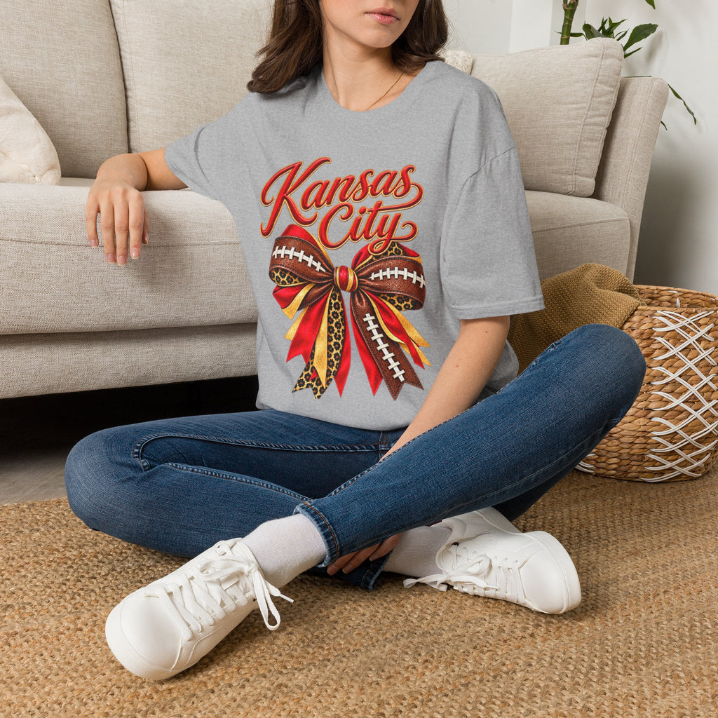 Women Kansas City Football Bow T-Shirt