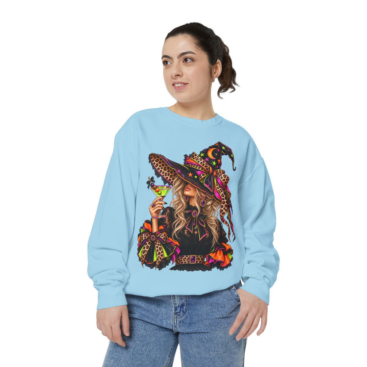 Witchy Halloween Sweatshirt — Colorful Boho Witch Graphic