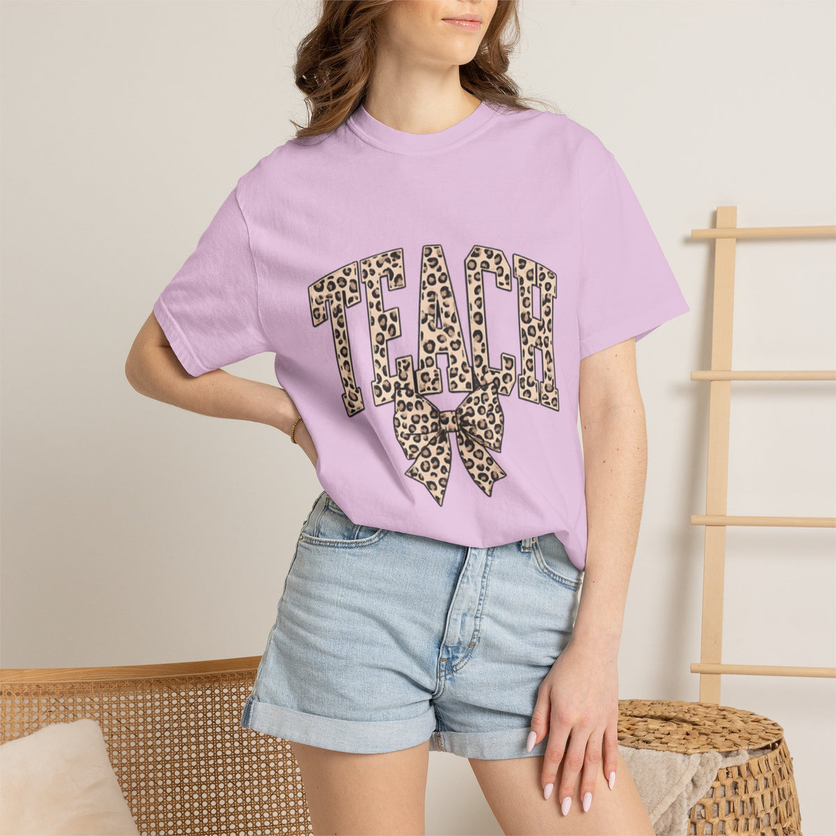 Teacher Leopard Print Bow T-Shirt