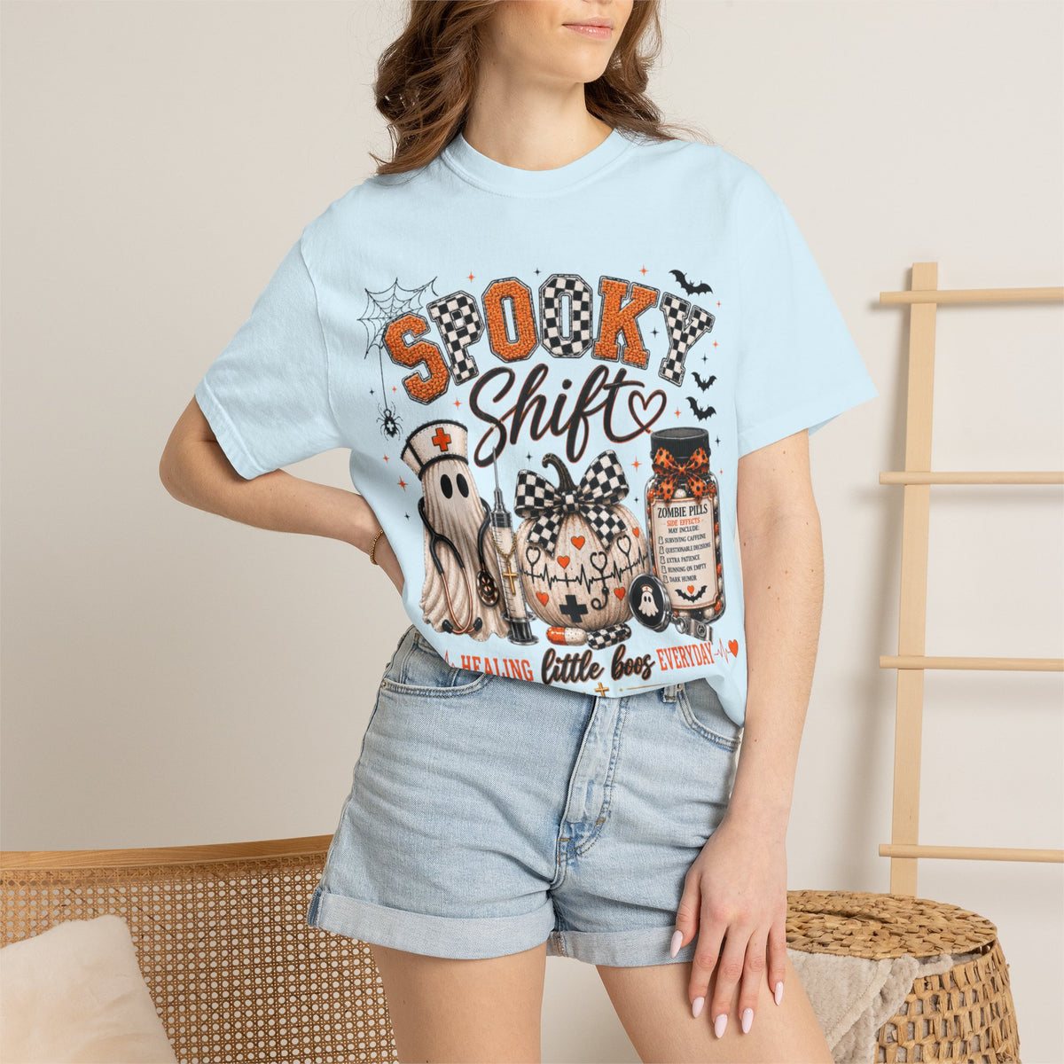 Women Comfort Colors Spooky Nurse Halloween T-Shirt