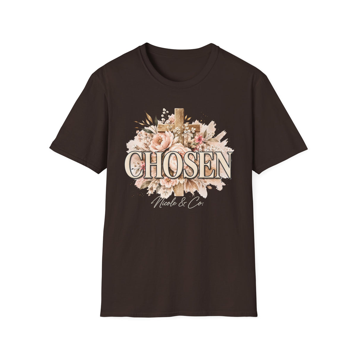 Women Chosen Floral Cross T-Shirt
