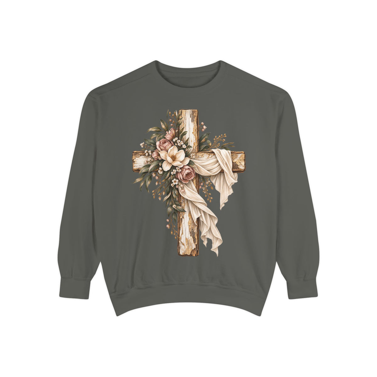 Floral Cross Christian Sweatshirt- Comfort Colors