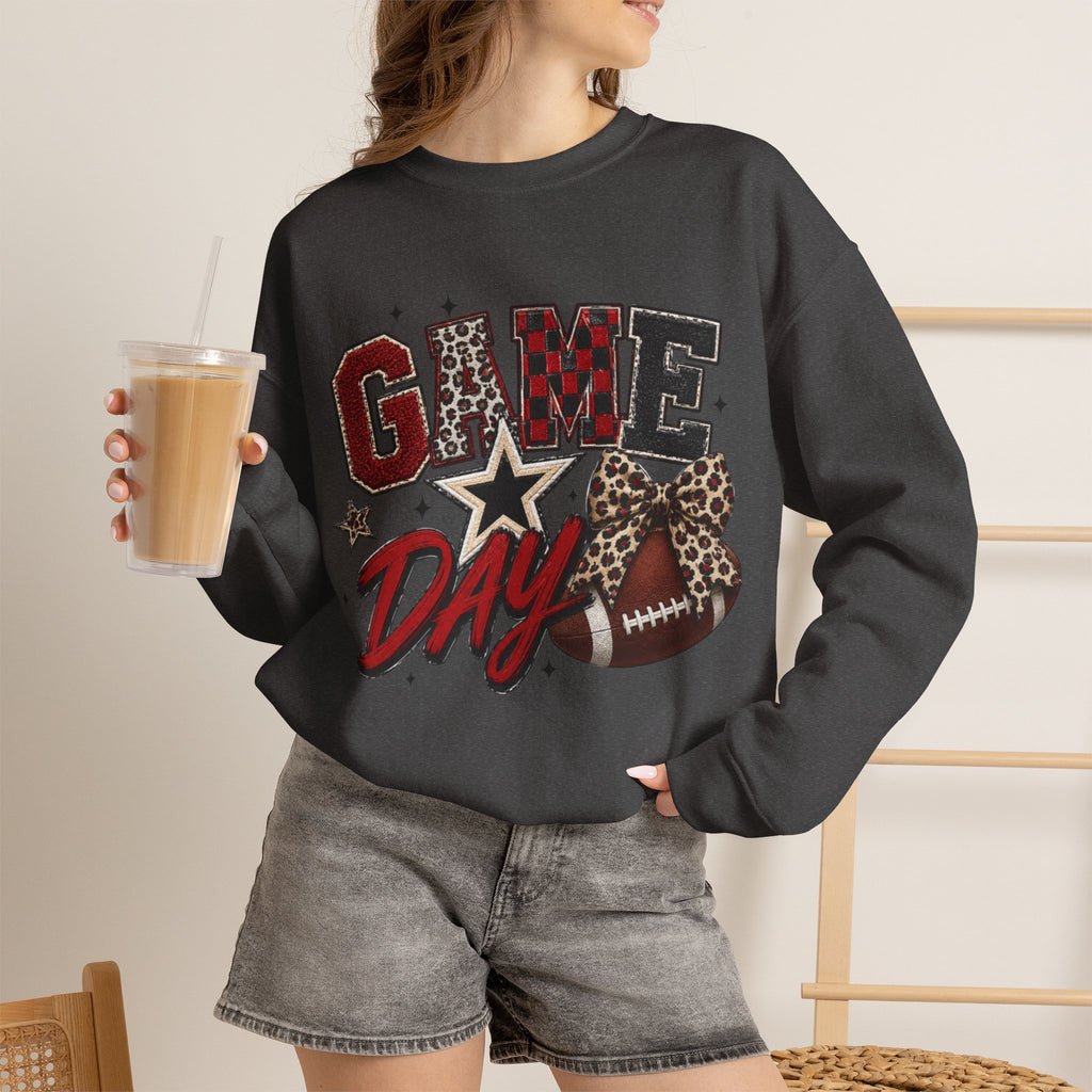 Women Black and Red Gameday Crewneck Sweatshirt