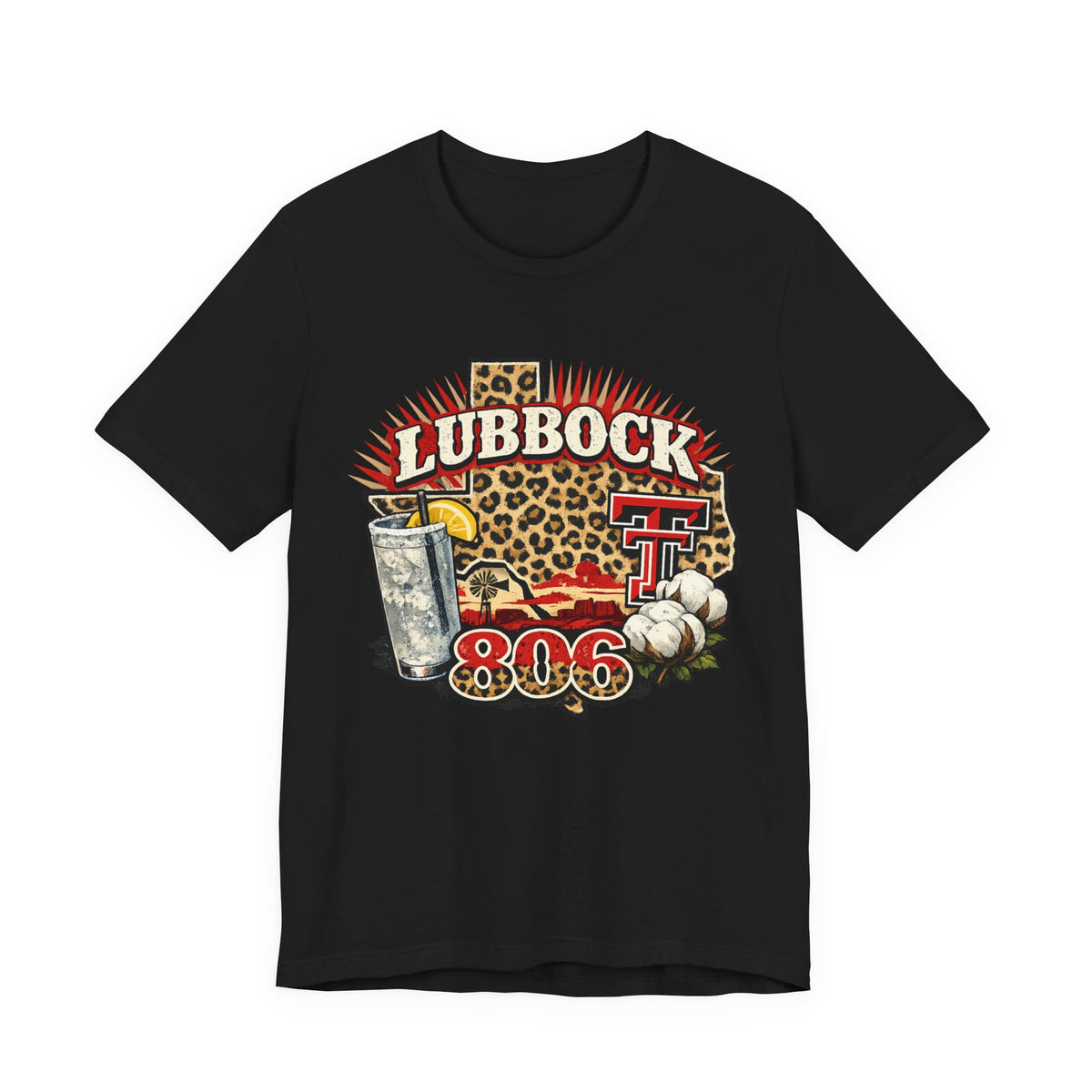 Women Lubbock 806 Leopard Tee