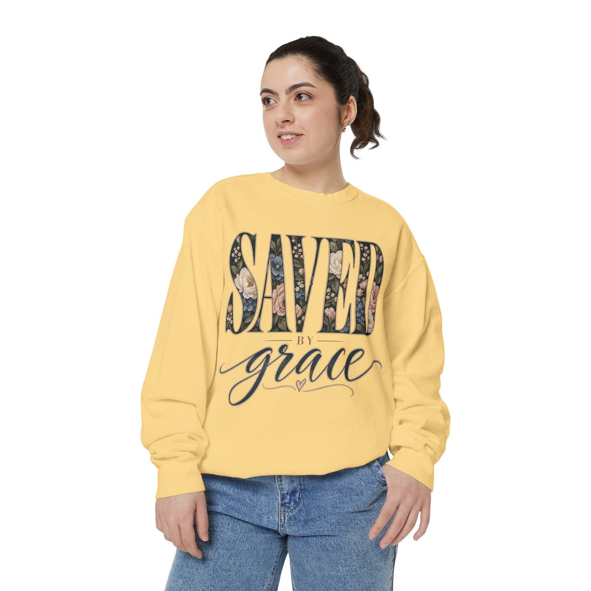 Women Saved by Grace Faith-Inspired Sweatshirt- Comfort Colors