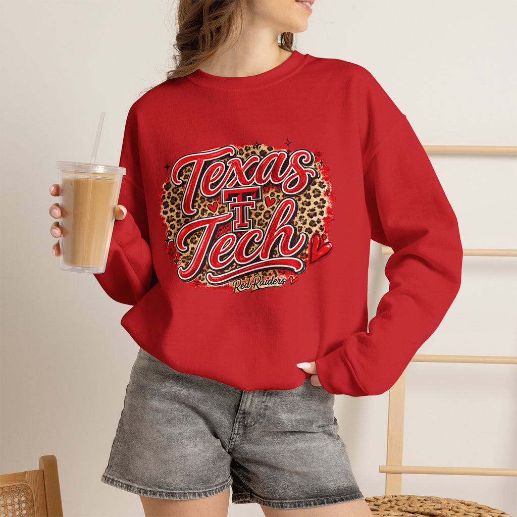 Women Texas Tech Leopard Script Crewneck Sweatshirt
