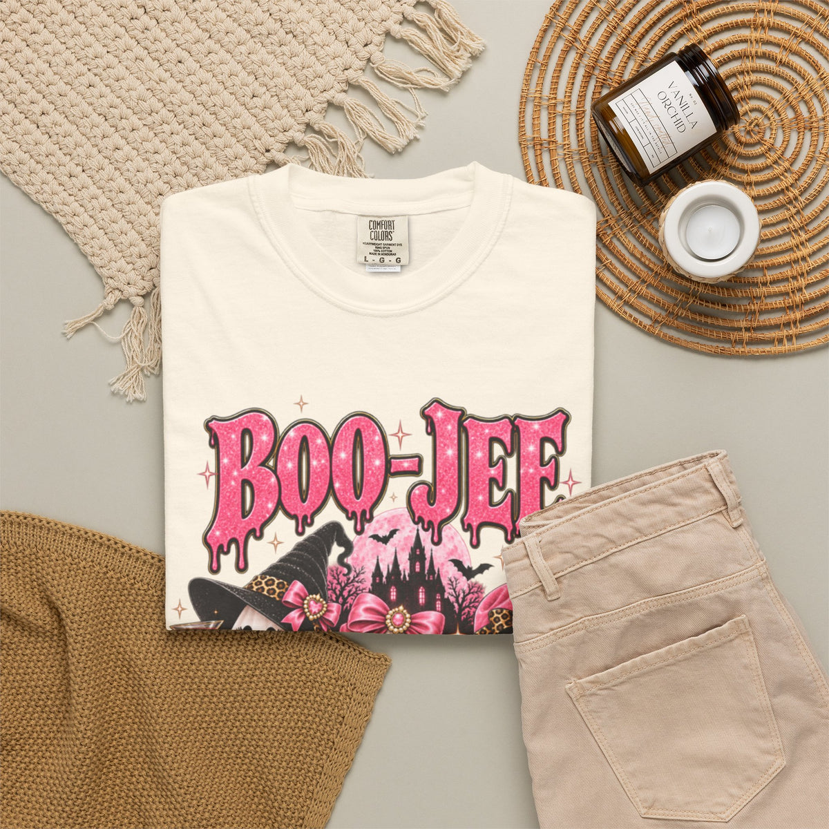 Women Comfort Colors Boo-Jee Halloween Ghost Trio T-Shirt