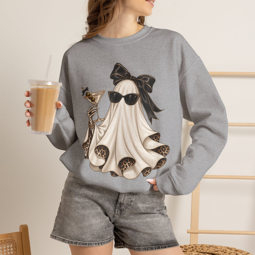 Chic Ghost with Martini Crewneck Sweatshirt