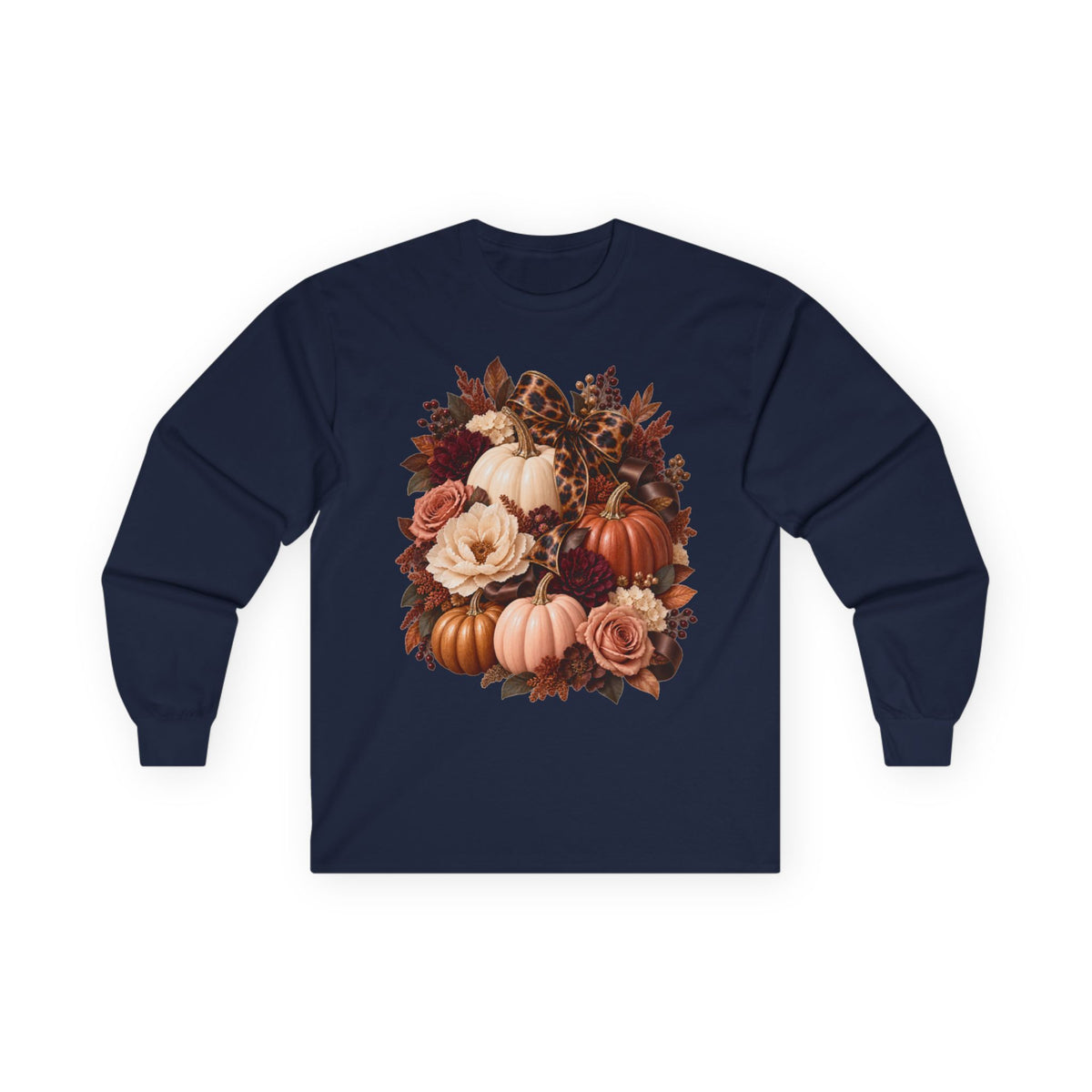Women Autumn Pumpkin Bouquet Long Sleeve Tee