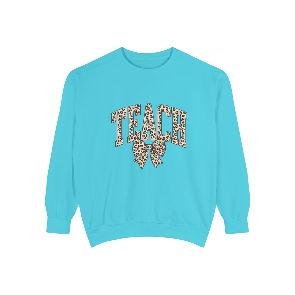 Teacher Leopard Print Bow Sweatshirt