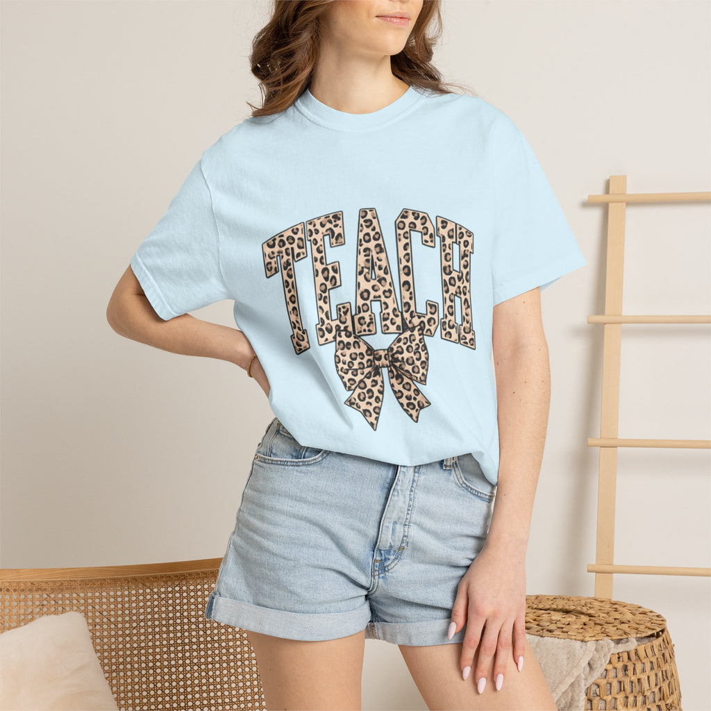 Teacher Leopard Print Bow T-Shirt