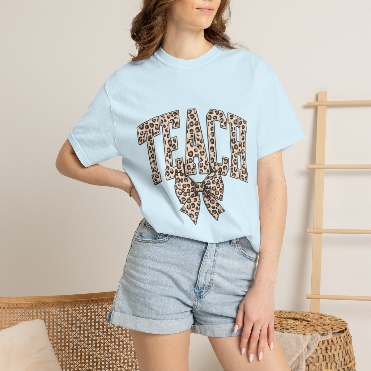 Teacher Leopard Print Bow T-Shirt