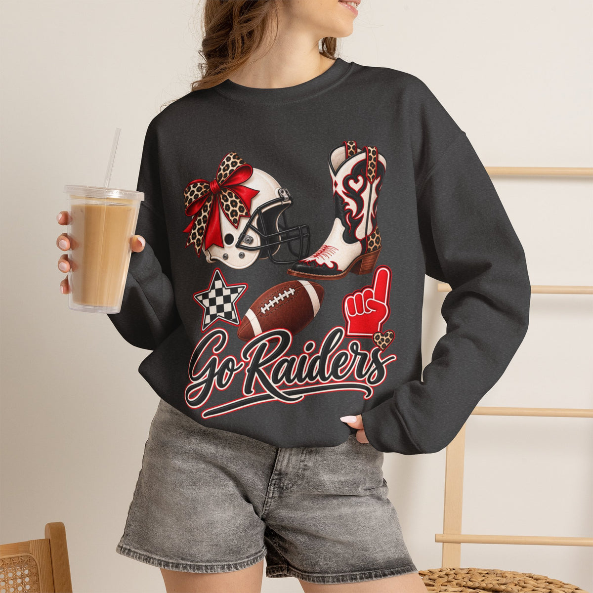 Women Raiders Football Crewneck Sweatshirt