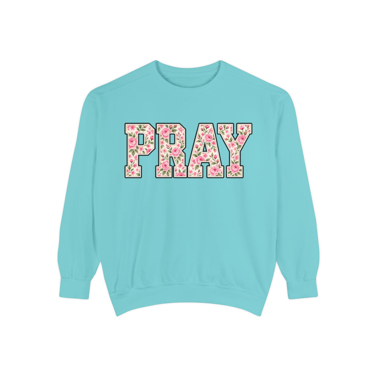 Women Comfort Colors Pray Floral Sweatshirt