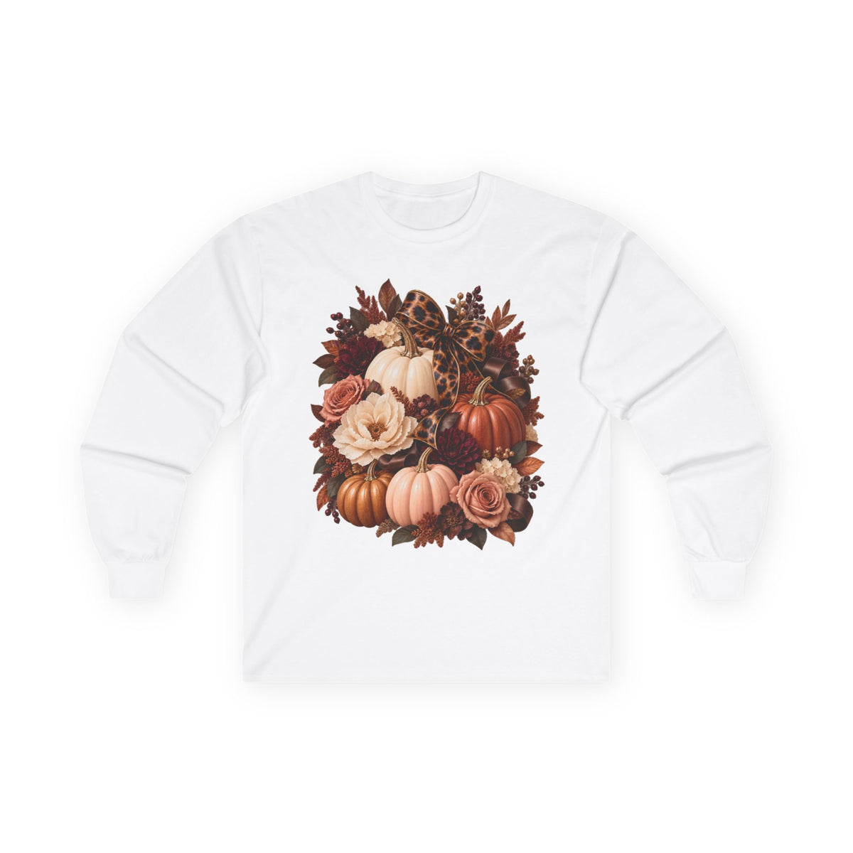 Women Autumn Pumpkin Bouquet Long Sleeve Tee