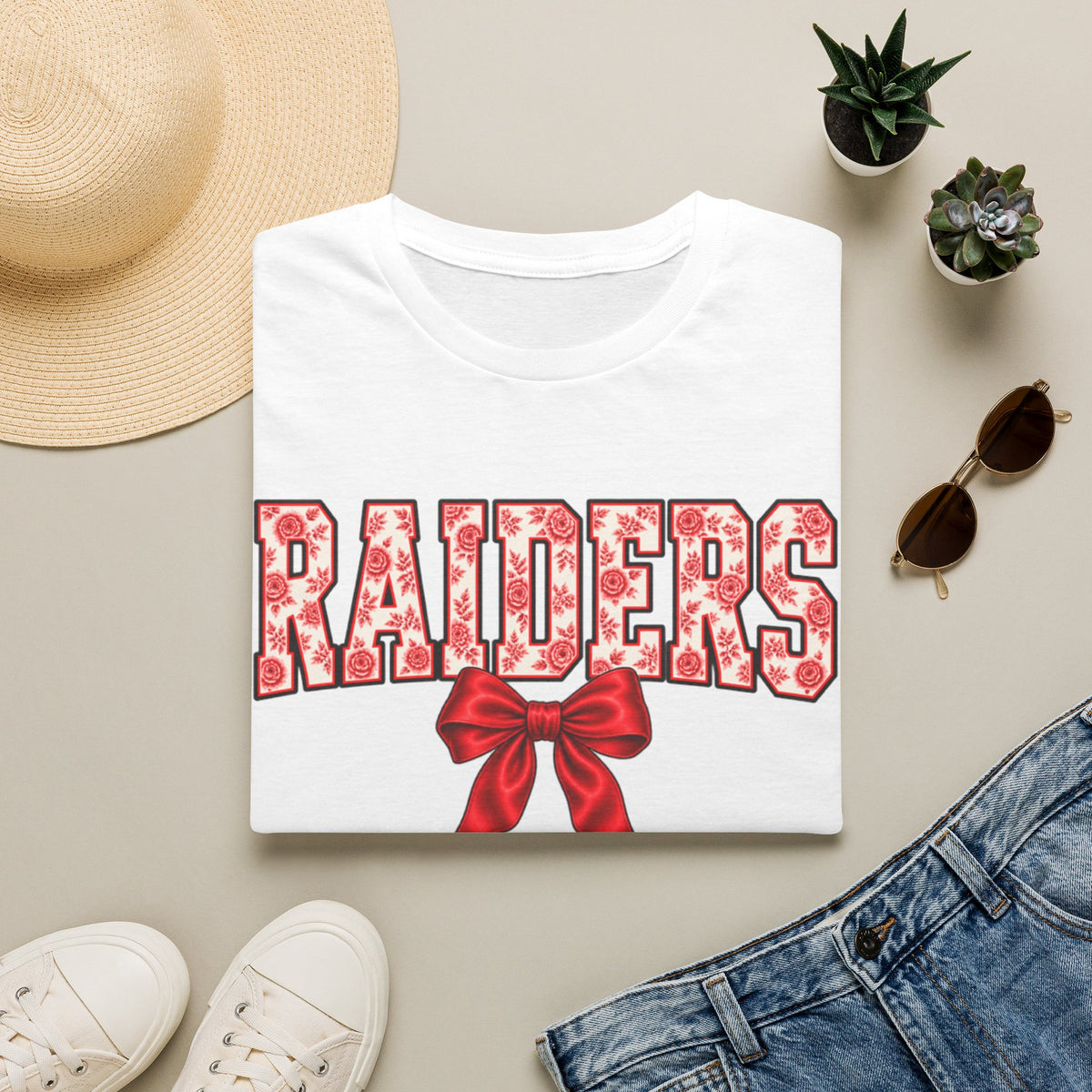 Women Raiders Floral Bow T-Shirt