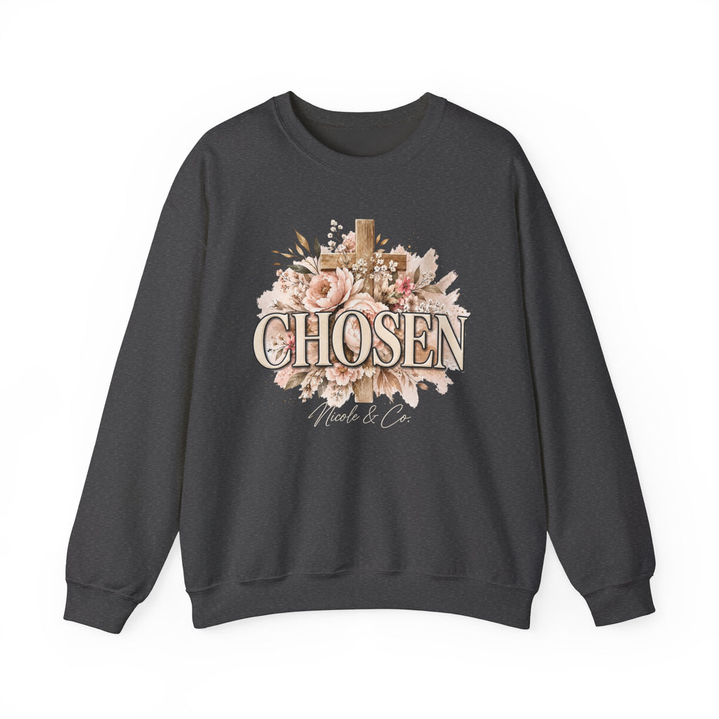 Women Chosen Floral Cross Crewneck Sweatshirt
