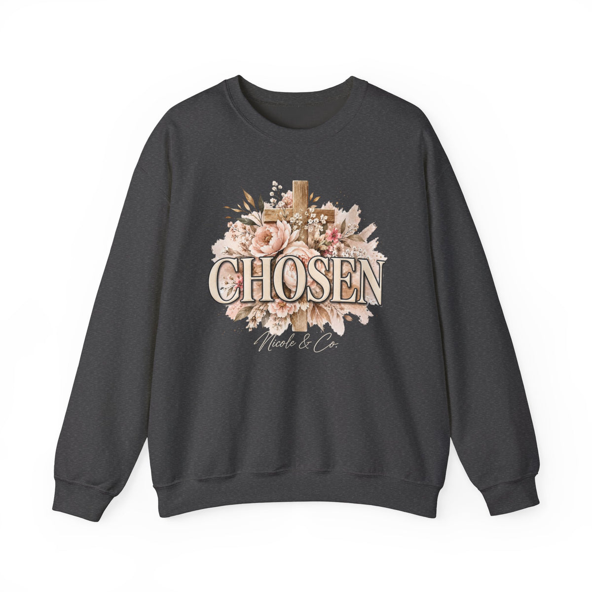 Women Chosen Floral Cross Crewneck Sweatshirt