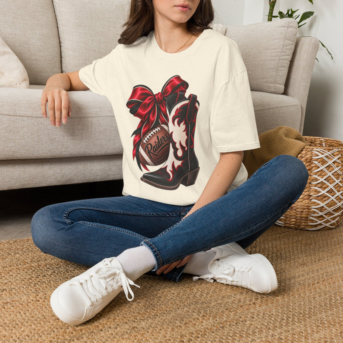 Women Red Bow & Boots Game Day T-Shirt