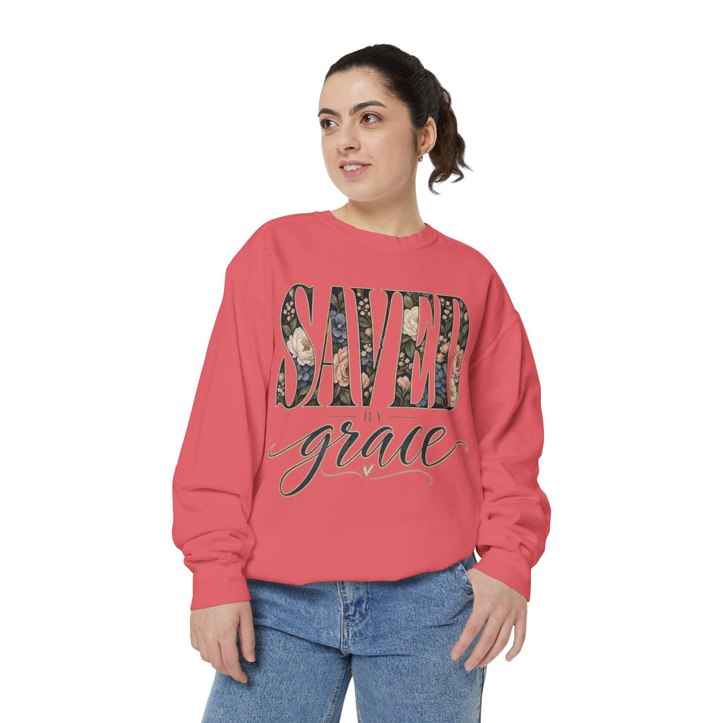 Women Saved by Grace Faith-Inspired Sweatshirt- Comfort Colors
