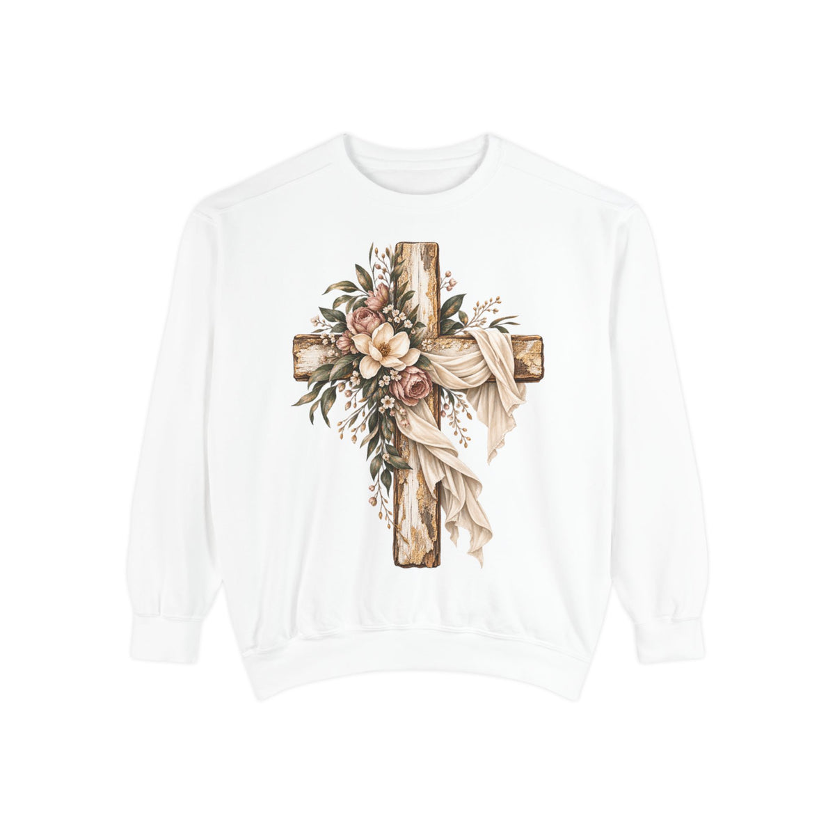 Floral Cross Christian Sweatshirt- Comfort Colors