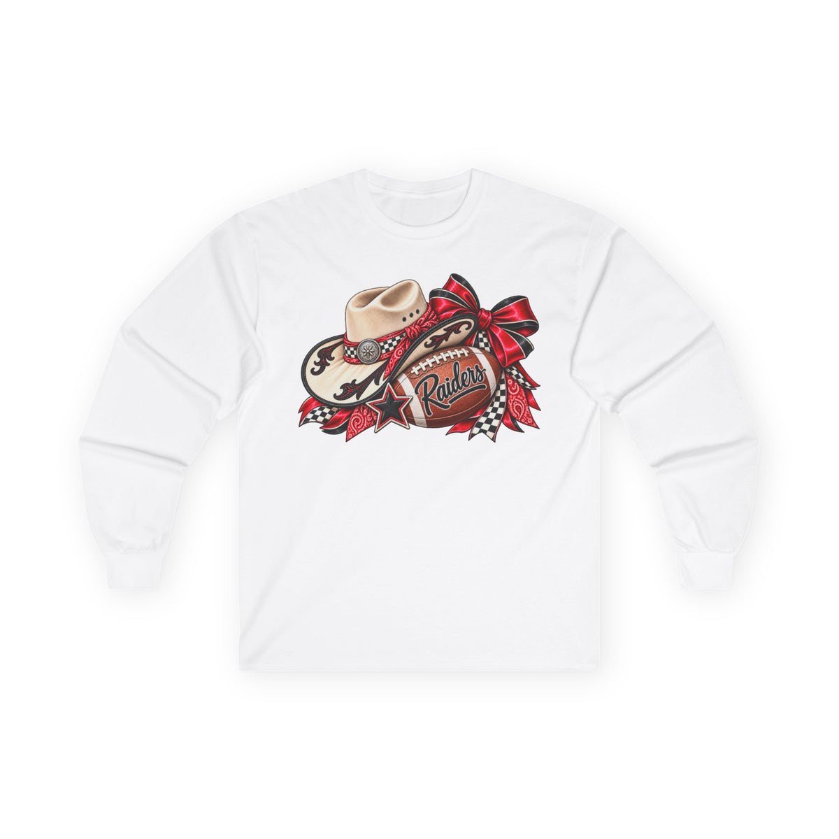 Women Cowboy Western Football Long Sleeve Tee
