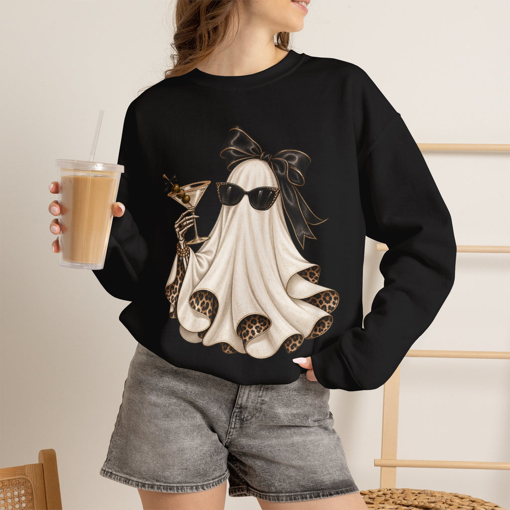 Chic Ghost with Martini Crewneck Sweatshirt
