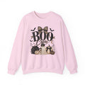 Women Boo Crew Halloween Sweatshirt — Cute Ghosts & Leopard Bow Fall Crewneck