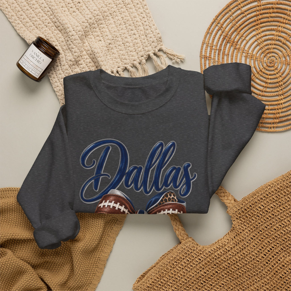 Women Dallas Football Bow Crewneck Sweatshirt