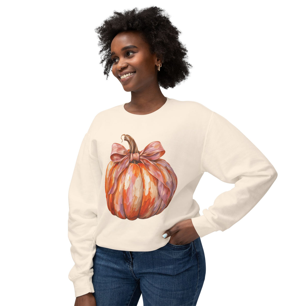 Women Comfort Colors Watercolor Pumpkin Sweatshirt