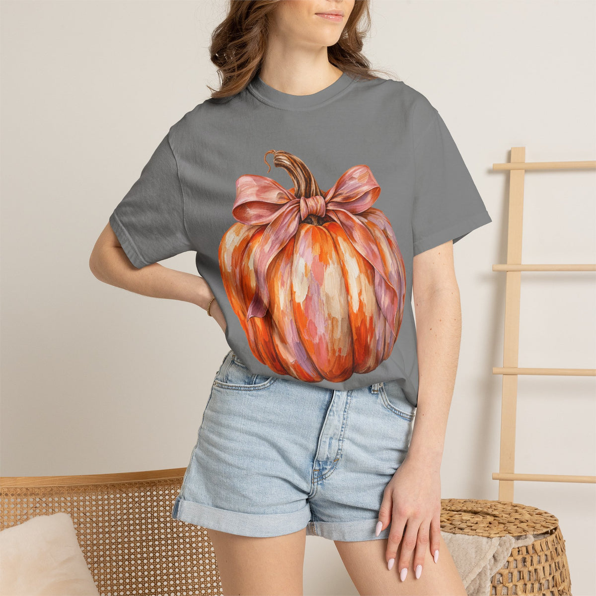 Women Comfort Colors Watercolor Pumpkin T-Shirt
