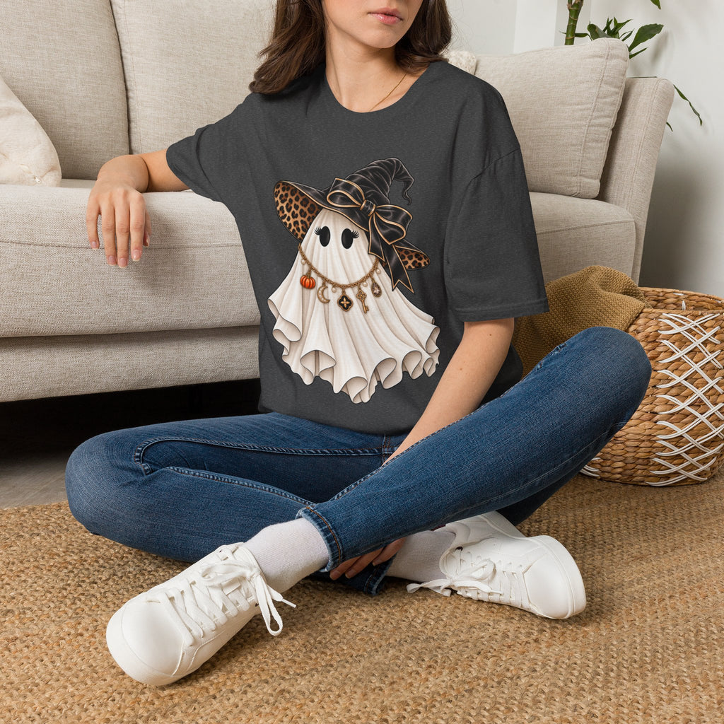 Women Halloween Ghost with Witch Hat T-Shirt