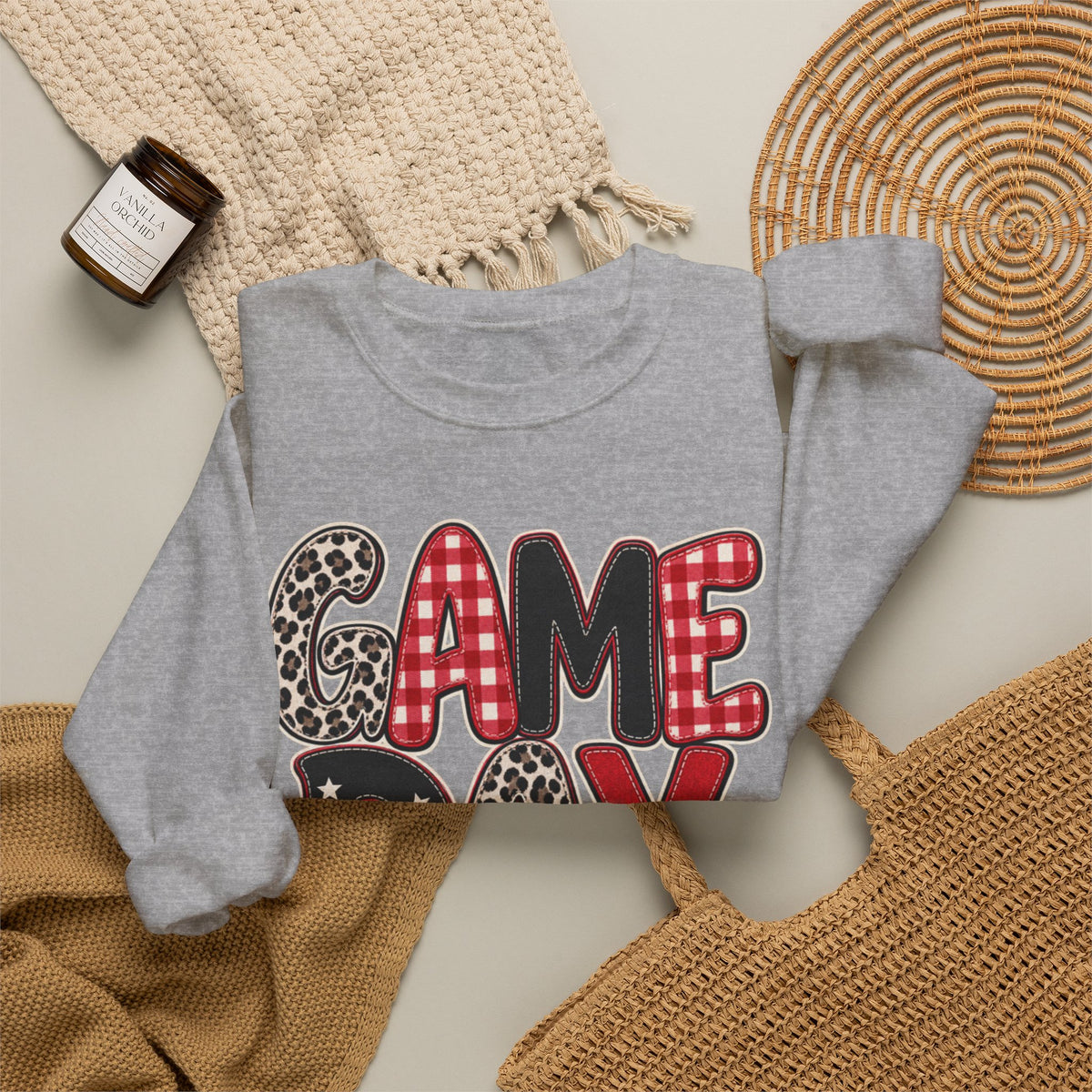 Women Red and Black Game Day Crewneck Sweatshirt