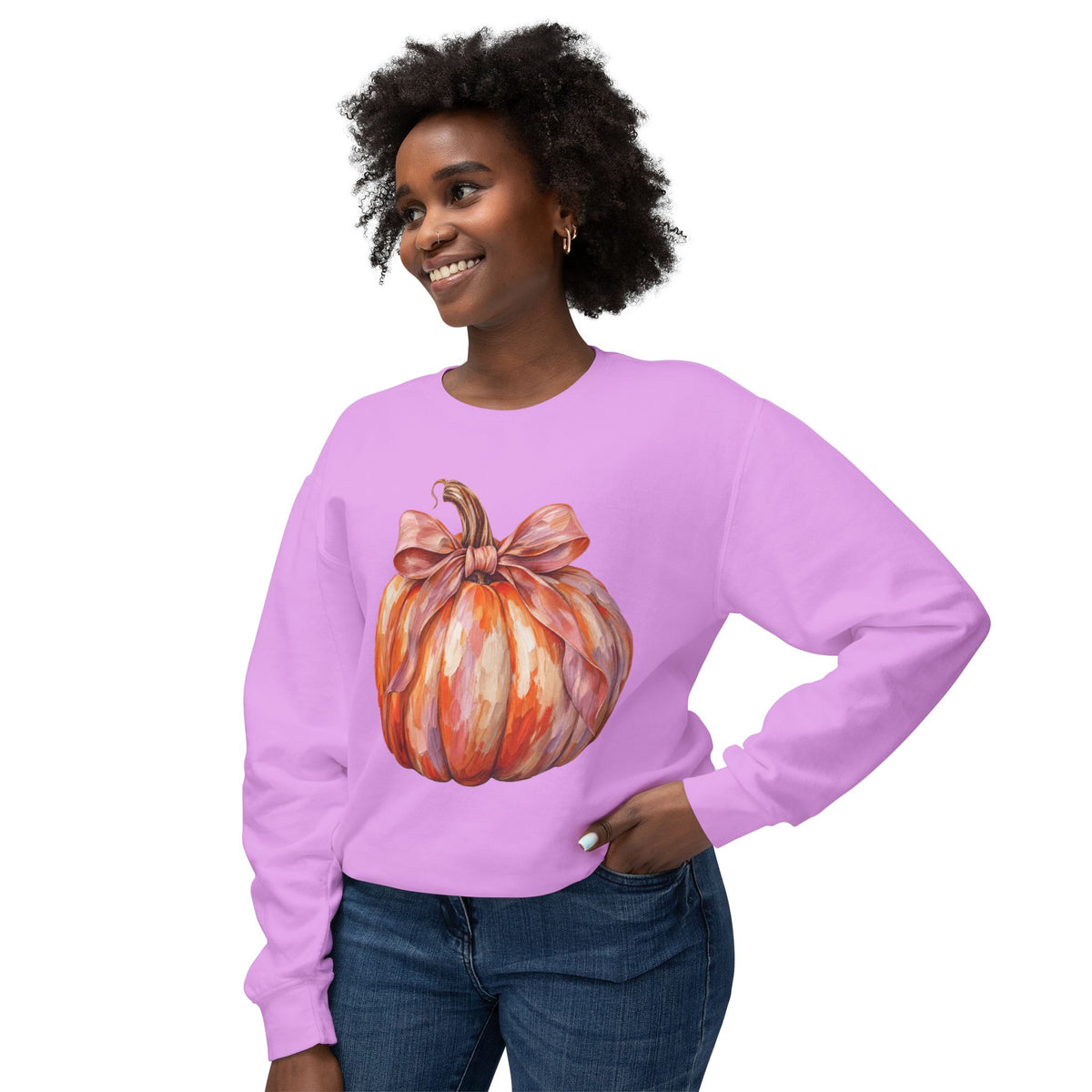 Women Comfort Colors Watercolor Pumpkin Sweatshirt