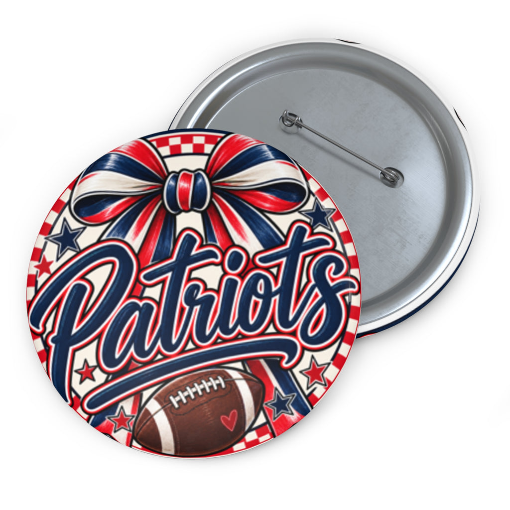 Patriots Pin Button — Red White Blue Football Team Spirit Badge