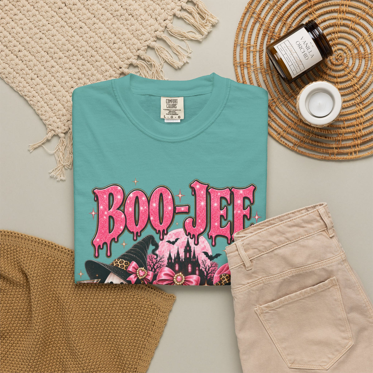 Women Comfort Colors Boo-Jee Halloween Ghost Trio T-Shirt