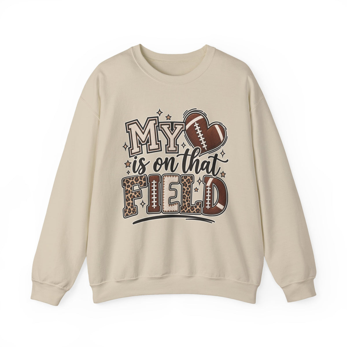 Customizable Women My Heart Is On That Field Crewneck Sweatshirt