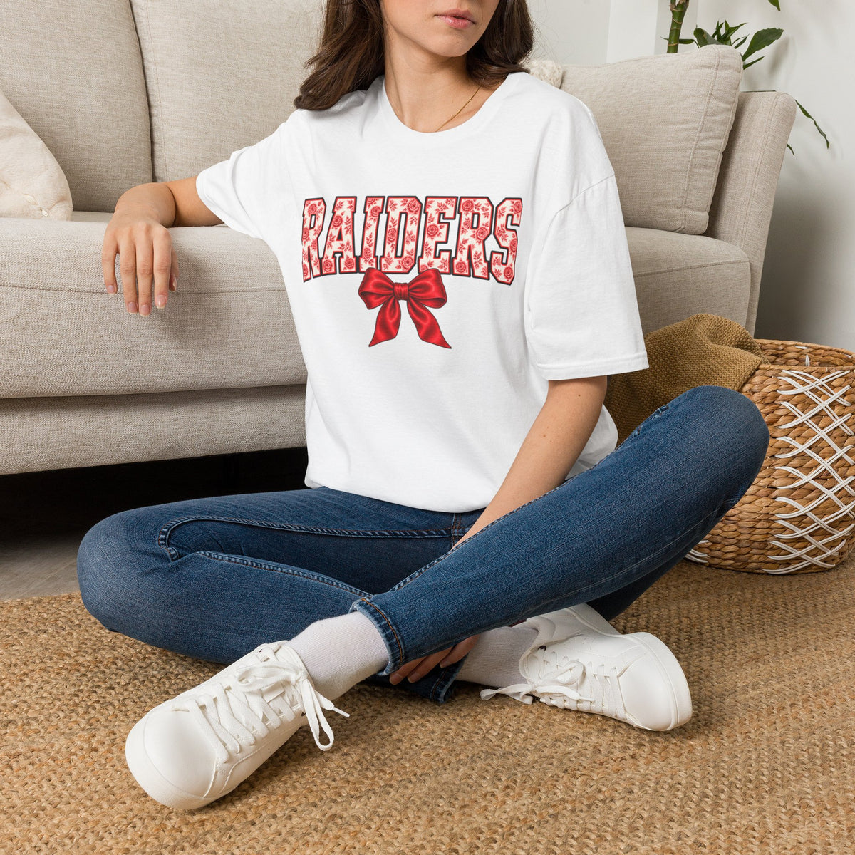 Women Raiders Floral Bow T-Shirt