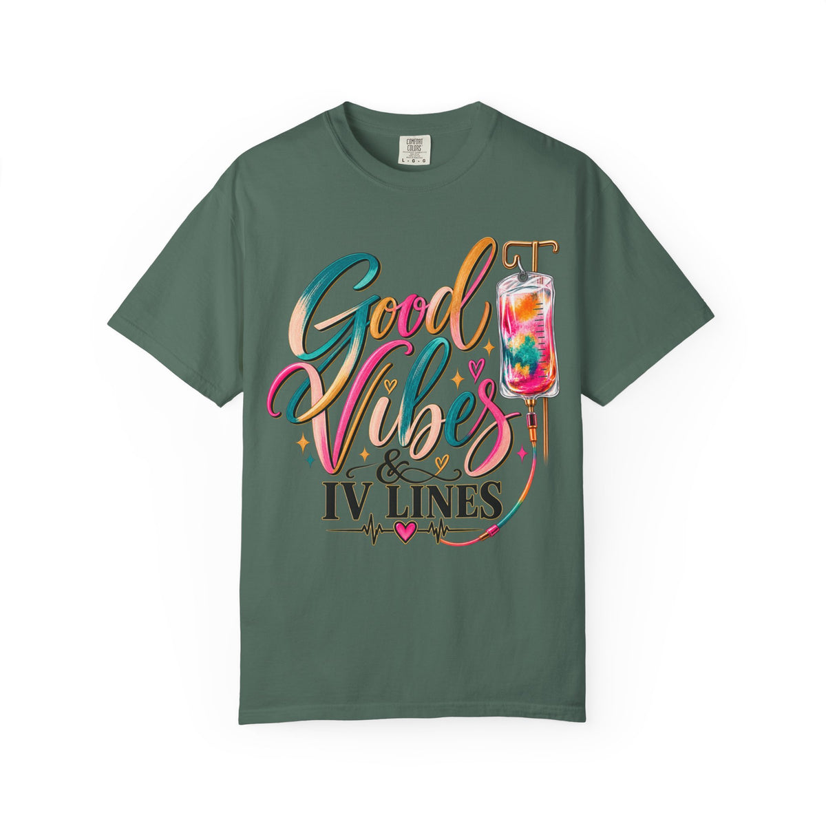 Women Comfort Colors Good Vibes & IV Lines T-Shirt