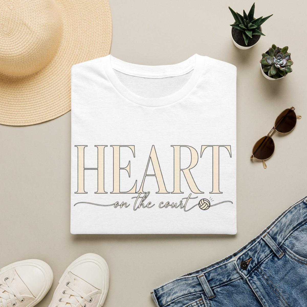 Women Heart on the Court Volleyball T-Shirt